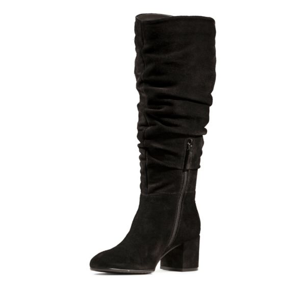 Clarks Womens Sheer Slouch Knee High Boots Black | UK-3571682